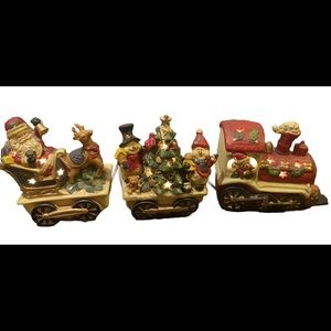 Vintage, By Opulance Light-Up 3 pc Train, Ceramic‎ Christmas Decoration with box